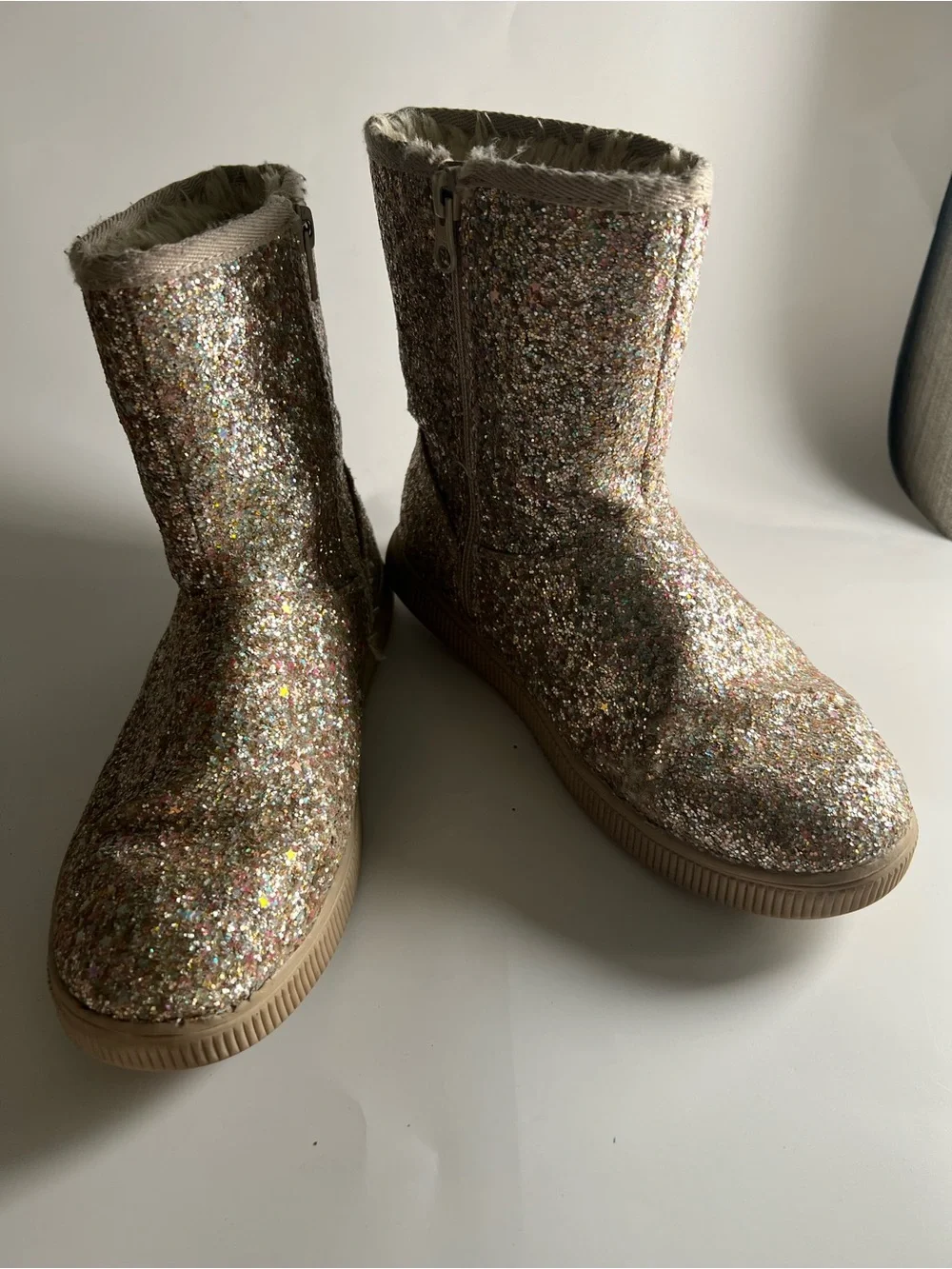 Cat & Jack Glitter Faux Fur Lined Kid’s Boots Size 3